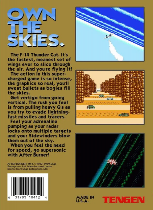 After Burner (Homebrew) — Box back